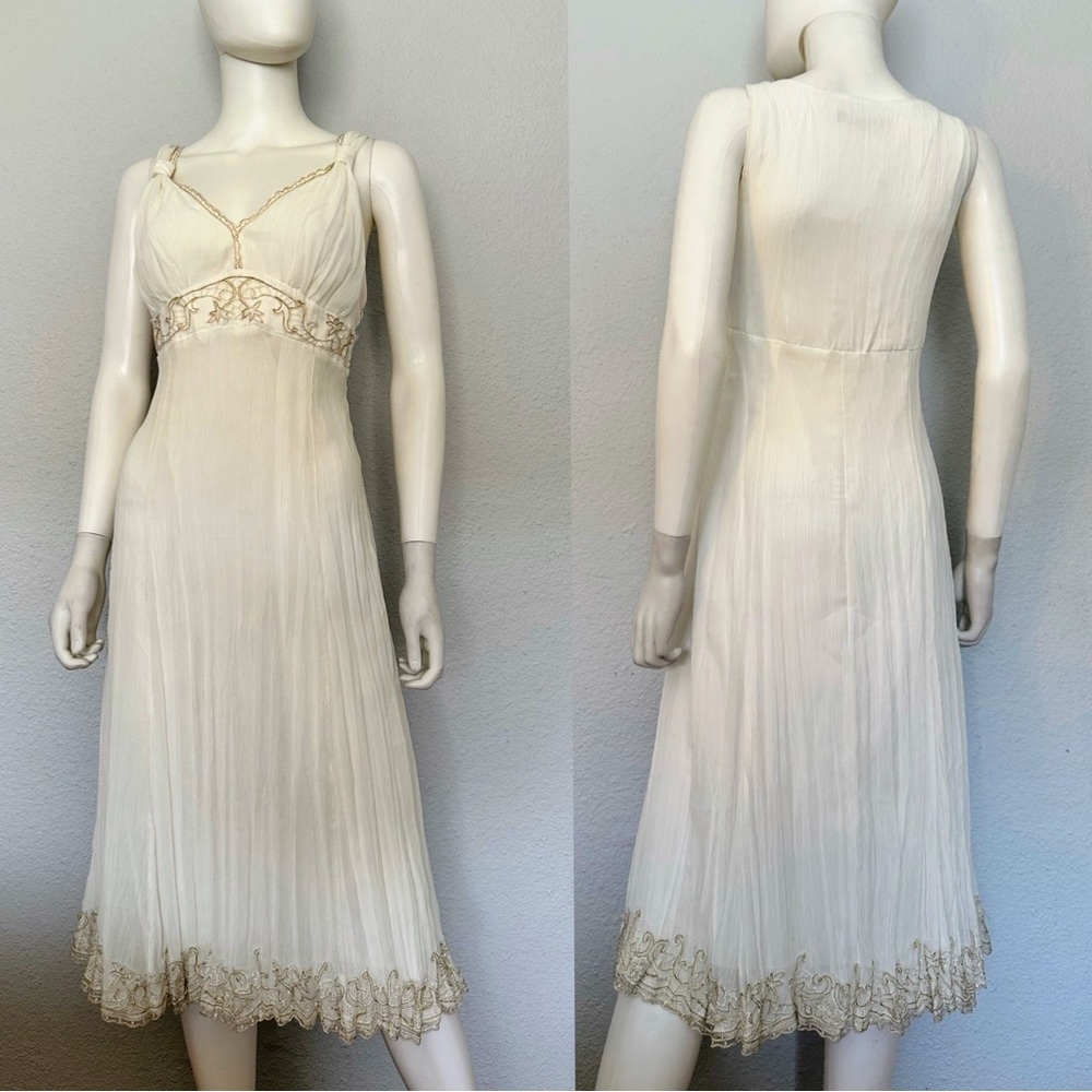NWT POLEN POE MIDI DRESS CHIFFON LINED PLEATED SUMMER WHITE‎ GOWN